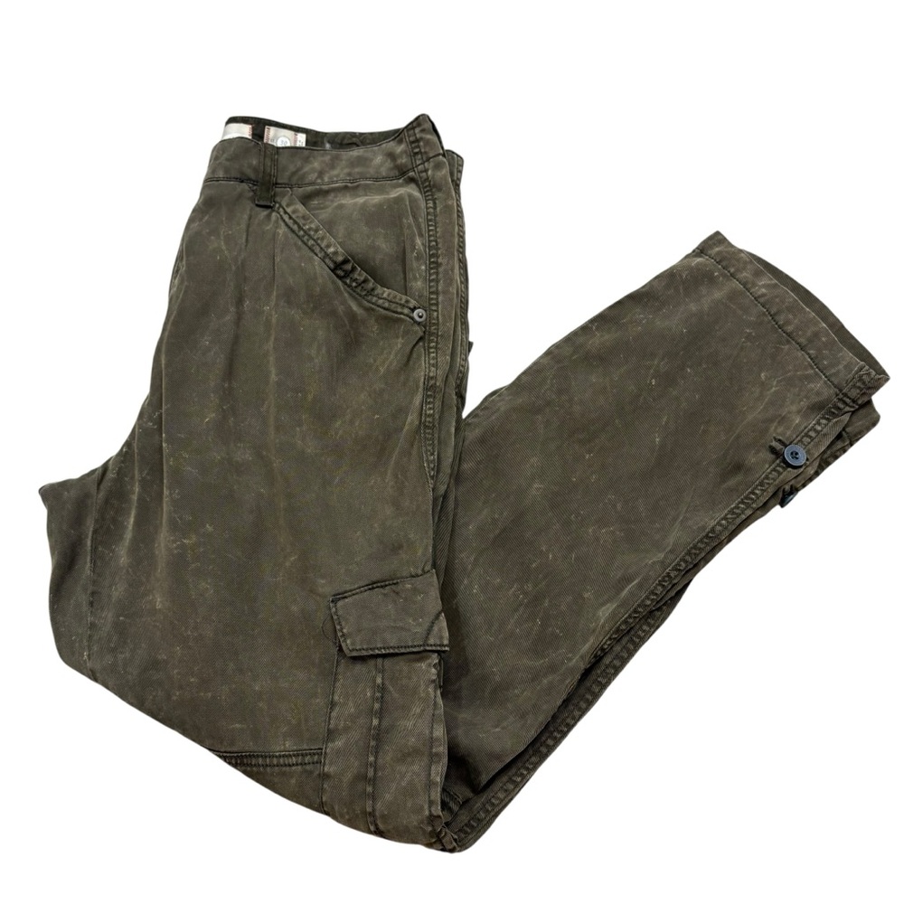 Ladies Anthro HEI Brand Green Mineral Wash Cargo Pants Size‎ 30 Waist
